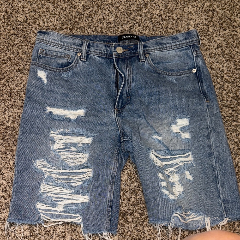 Blank NYC Distressed Blue Jean Shorts